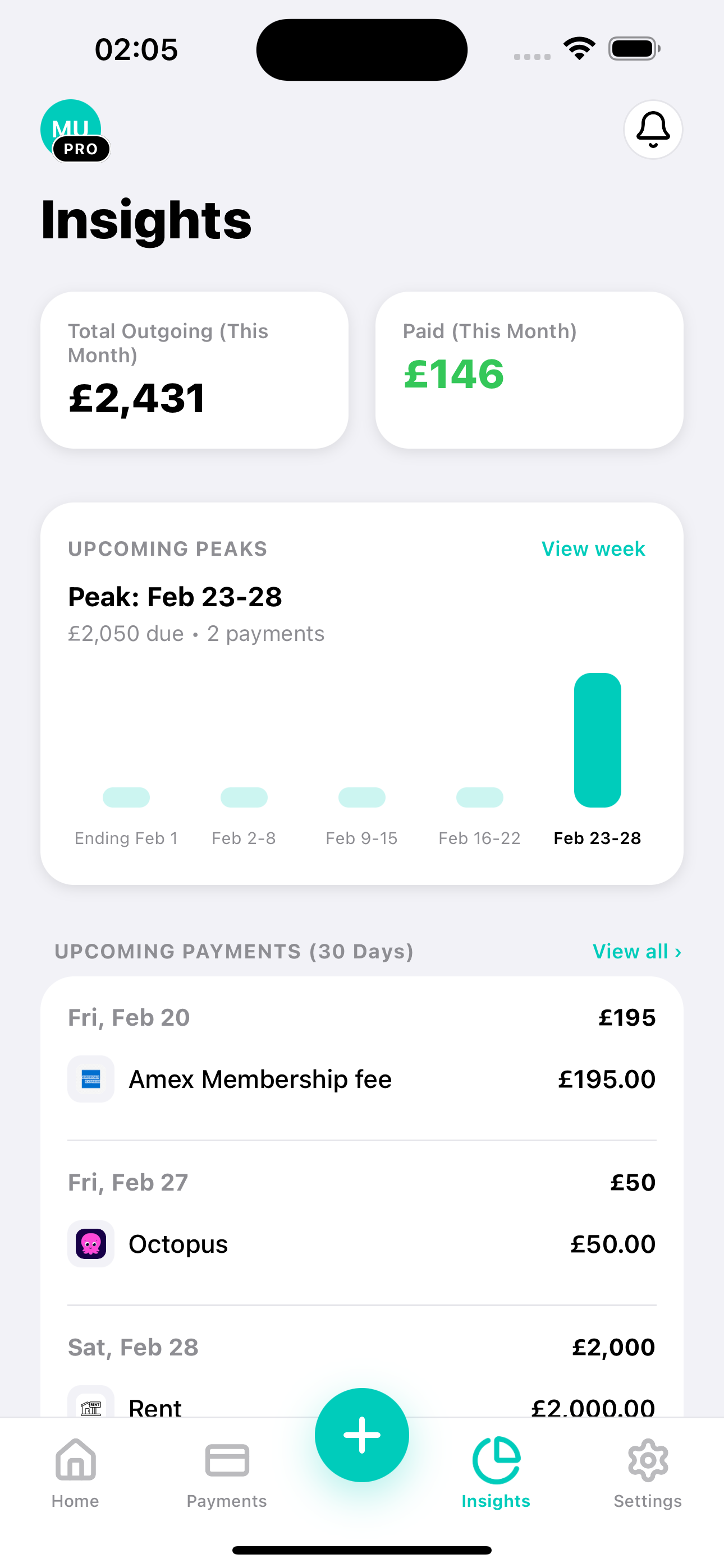 Mori spending analytics view